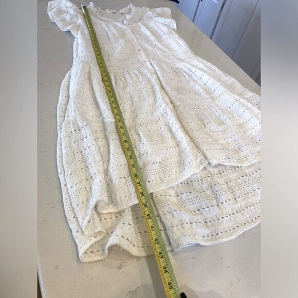 Dylan White Eyelet Cottage Core Flutter Sleeve Dress with Pockets Size Medium - Picture 11 of 12